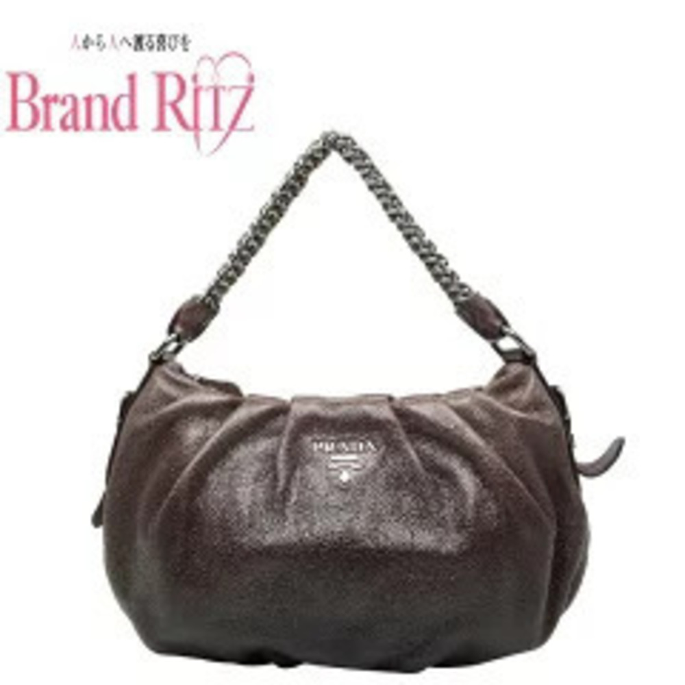Prada Chain Hobo Leather Shoulder Bag Purple